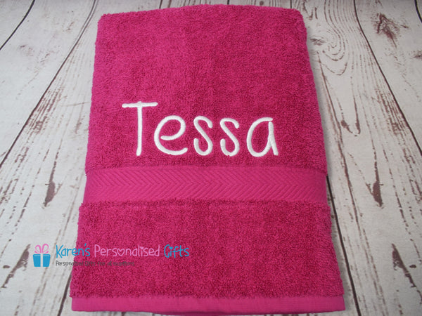 Personalised Kids Blue Swim/Bath Towel with Name (Choice of colours)