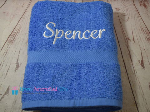 Personalised Kids Blue Swim/Bath Towel with Name (Choice of colours)