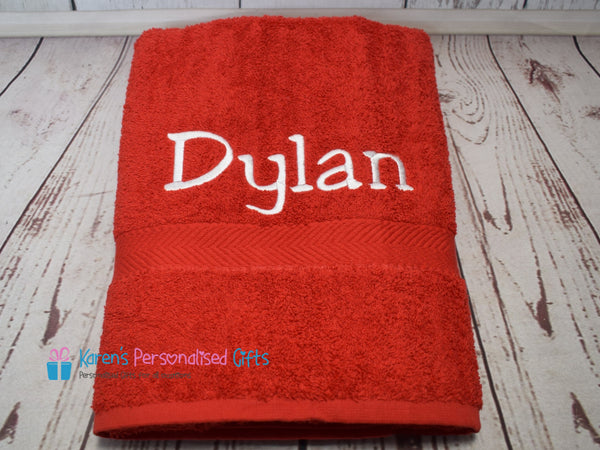 Personalised Kids Blue Swim/Bath Towel with Name (Choice of colours)