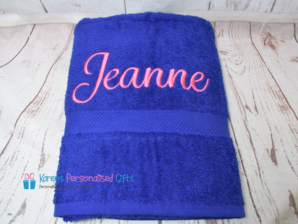 Personalised Kids Royal Blue Swim/Bath Towel with Name (Choice of colours)