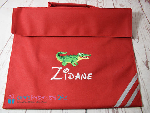 Personalised Red Crocodile Book bag (Choice of 7 colours)
