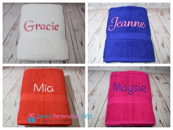 Personalised Kids Orange Swim/Bath Towel with Name (Choice of colours)