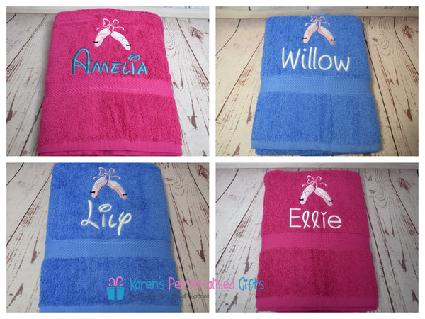 Personalised Kids Blue Ballet Swim/Bath Towel (Choice of colours)