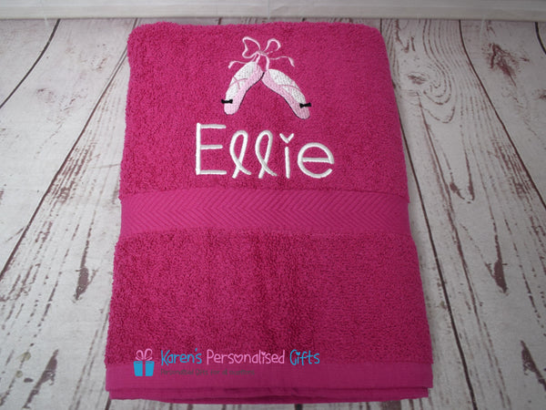 Personalised Kids Blue Ballet Swim/Bath Towel (Choice of colours)