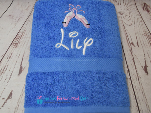 Personalised Kids Blue Ballet Swim/Bath Towel (Choice of colours)