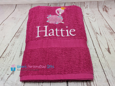 Personalised Kids Flamingo Swim/Bath Towel (Choice of colours)
