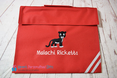 Personalised Red Panther Book bag (Choice of 7 colours)