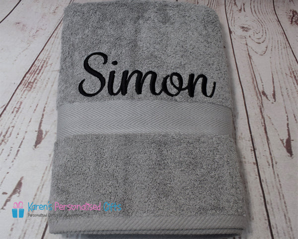 Personalised Silver Towels -  Combed Cotton 600gsm