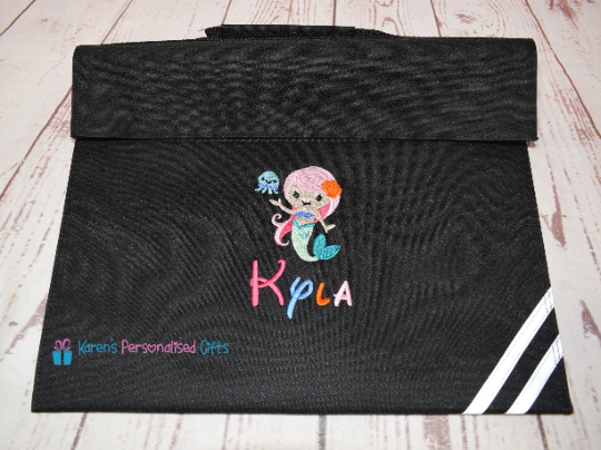 Personalised Red Mermaid Book bag (Choice of 7 colours)