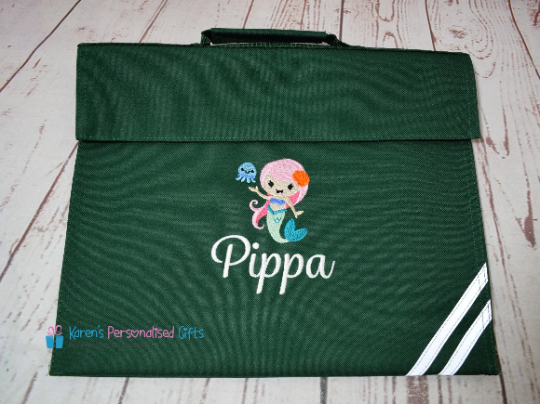 Personalised Purple Mermaid Book Bag (Choice of 7 colours)