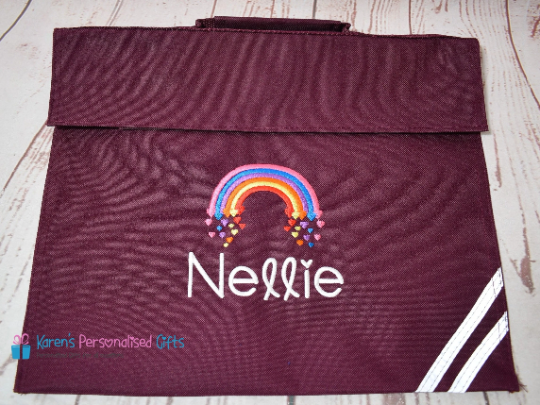 Personalised Red Rainbow Book bag (Choice of 7 colours)