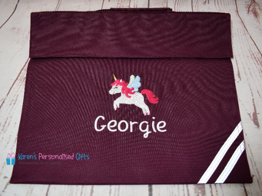 Personalised Bright Royal Blue Unicorn Book bag (Choice of 7 colours)