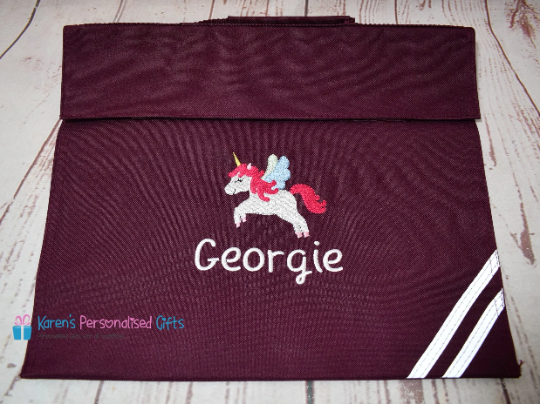 Personalised Purple Unicorn Book bag (Choice of 7 colours)