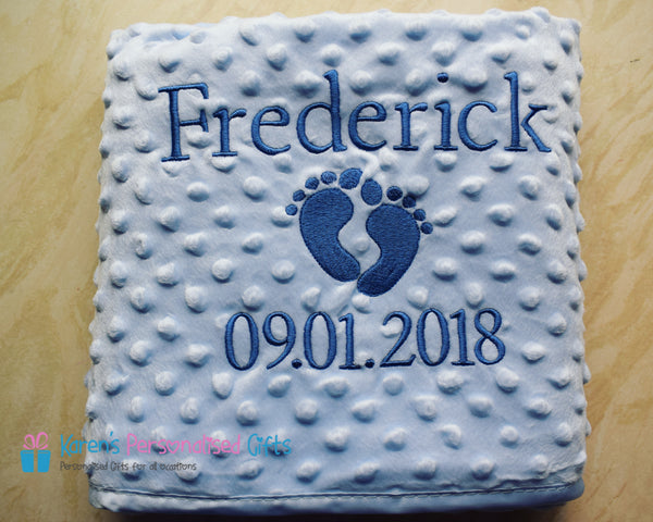 Personalised Blue Baby Feet Bubble Valour Blanket