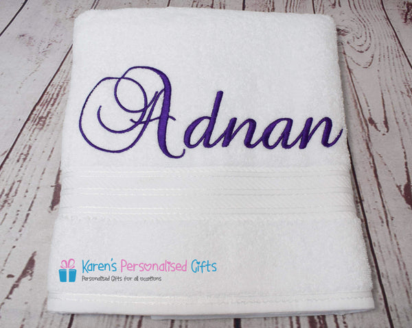 Personalised White Towels -  Combed Cotton 500gsm