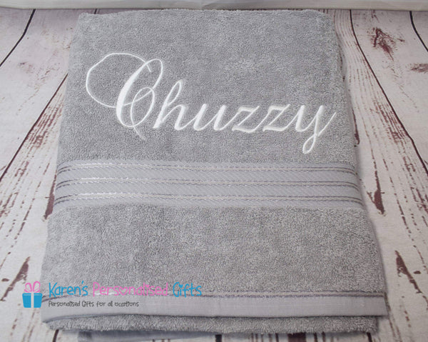 Personalised Silver Towels -  Combed Cotton 500gsm