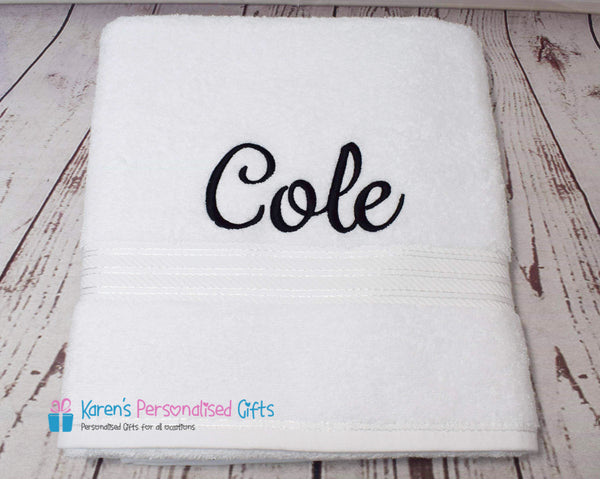 Personalised White Towels -  Combed Cotton 500gsm