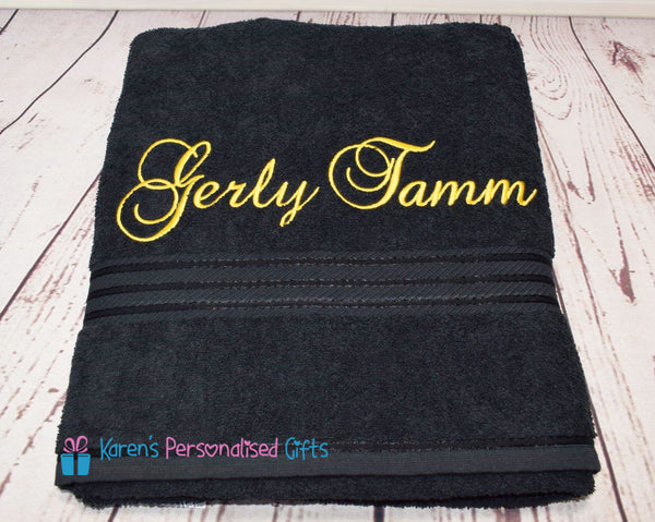 Personalised Black Towels -  Combed Cotton 500gsm