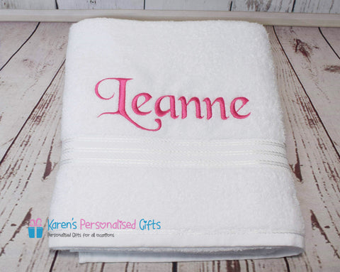 Personalised White Towels -  Combed Cotton 500gsm