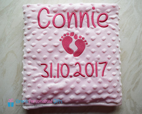 Personalised Pink Baby Feet Bubble Valour Blanket