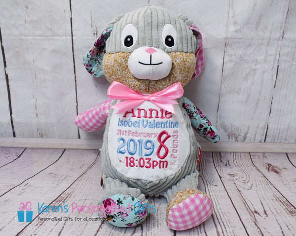 Personalised Pink Harlequin Bunny - Cubbies