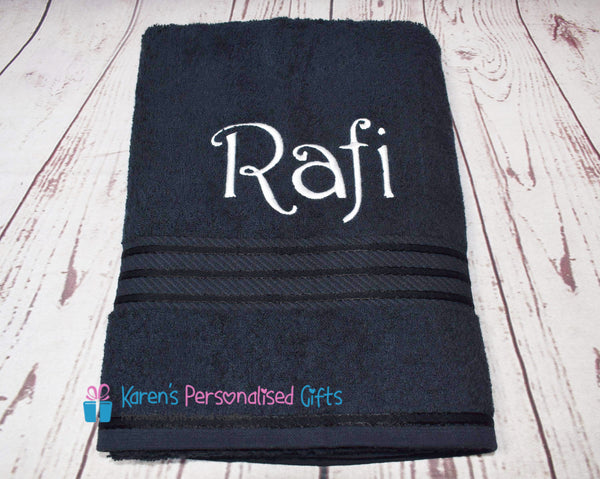 Personalised Black Towels -  Combed Cotton 500gsm