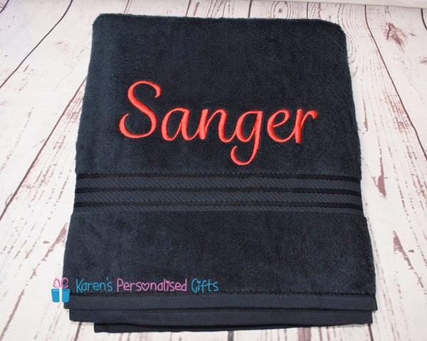 Personalised Black Towels -  Combed Cotton 500gsm