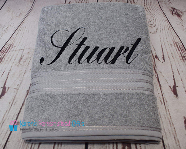 Personalised Silver Towels -  Combed Cotton 500gsm