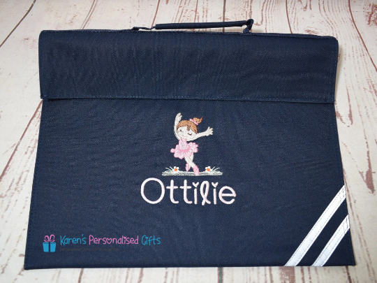 Personalised Royal Blue Cute Ballerina Book Bag (Choice of 7 colours)