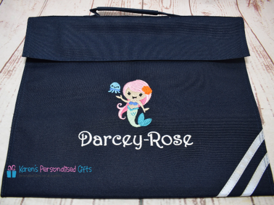 Personalised Burgundy Mermaid Book bag (Choice of 7 colours)