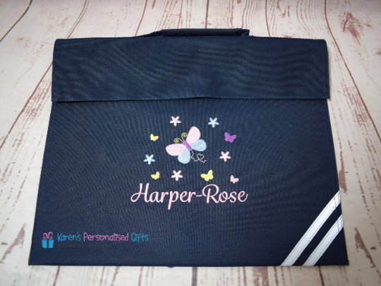 Personalised Purple Butterfly Book bag (Choice of 7 colours)