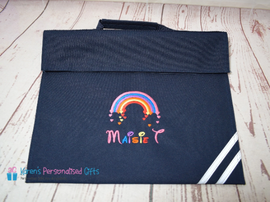 Personalised Royal Blue Rainbow Book bag (Choice of 7 colours)