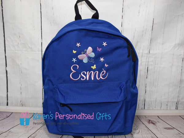 Personalised Purple Butterfly Backpack (choice of colours)