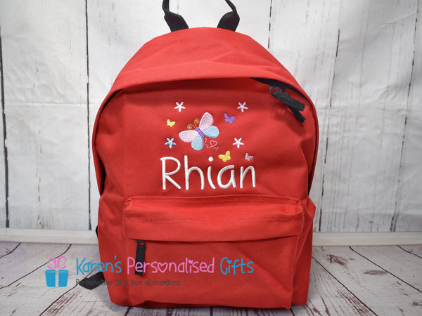 Personalised Purple Butterfly Backpack (choice of colours)