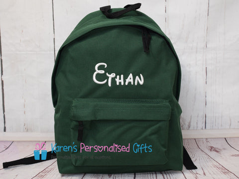 Personalised Bottle Green Backpack (choice of colours)