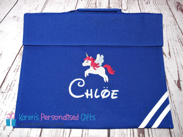 Personalised Red Unicorn Book bag (Choice of 7 colours)