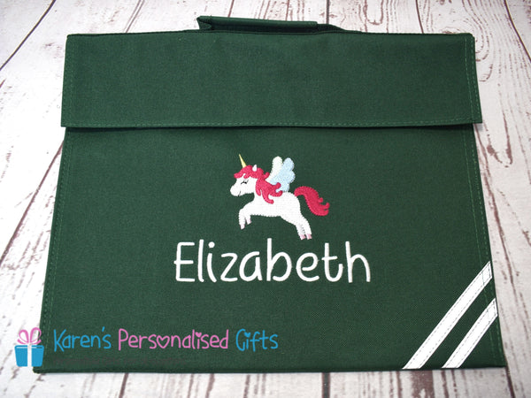 Personalised Bright Royal Blue Unicorn Book bag (Choice of 7 colours)