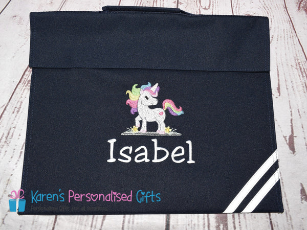 Personalised Red Cute Unicorn Book bag (Choice of 7 colours)