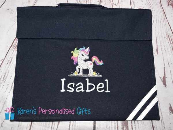 Personalised Burgundy Cute Unicorn Book bag (Choice of 7 colours)