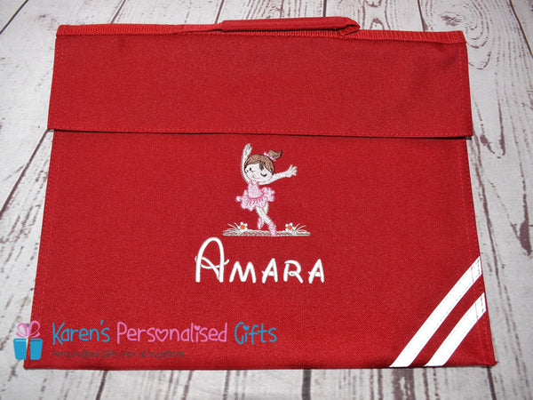 Personalised Red Cute Ballerina Book bag (Choice of 7 colours)