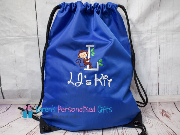 Personalised Purple Monkey Swim/Gym Bag (Choice of colours)