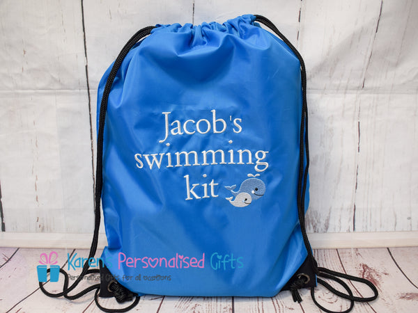 Personalised Red Whale Swim Bag (Choice of colours)