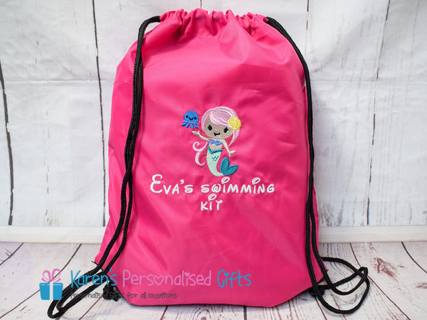 Personalised Purple Mermaid Swim/Gym Bag (Choice of colours)