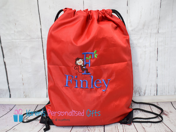 Personalised Purple Monkey Swim/Gym Bag (Choice of colours)