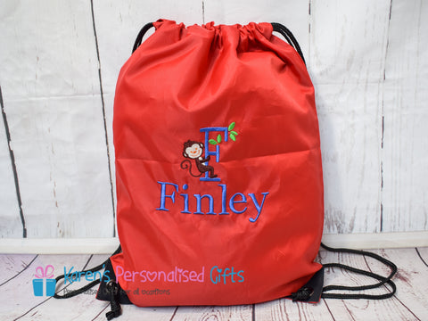 Personalised Red Monkey Swim/Gym Bag (Choice of colours)