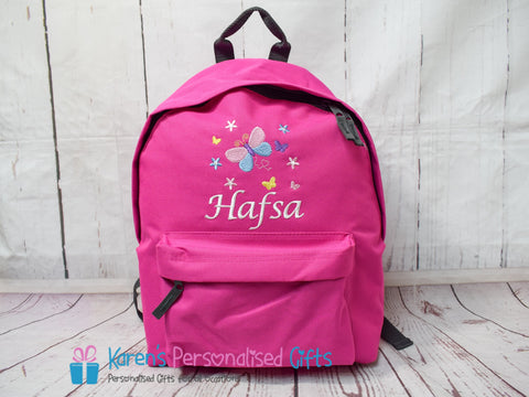 Personalised Pink Butterfly Backpack (choice of colours)