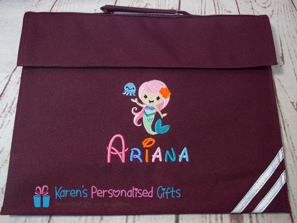 Personalised Royal Blue Mermaid Book Bag (Choice of 7 colours)