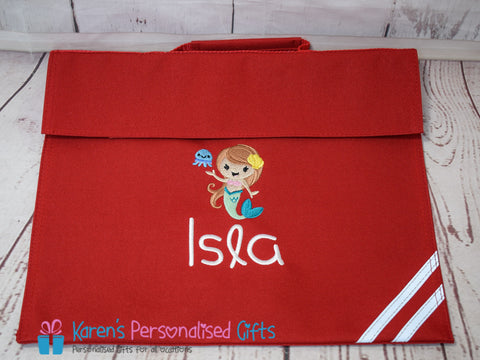 Personalised Red Mermaid Book bag (Choice of 7 colours)