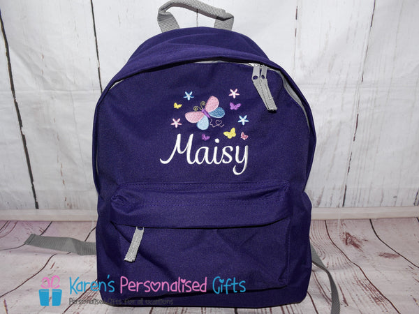 Personalised Purple Butterfly Backpack (choice of colours)