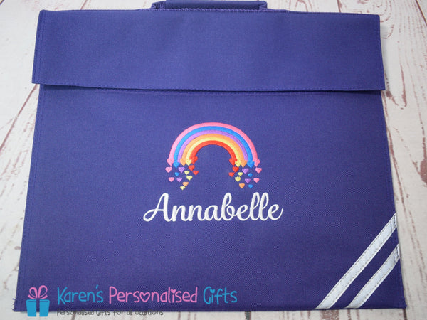 Personalised Royal Blue Rainbow Book bag (Choice of 7 colours)